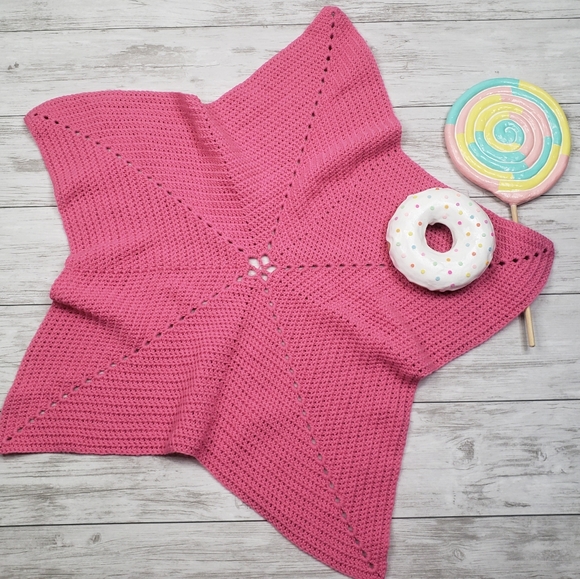 Baby Blanket Star Baby Girl Newborn Hand Crafted Crochet Heirloom Adorable - Picture 4 of 8